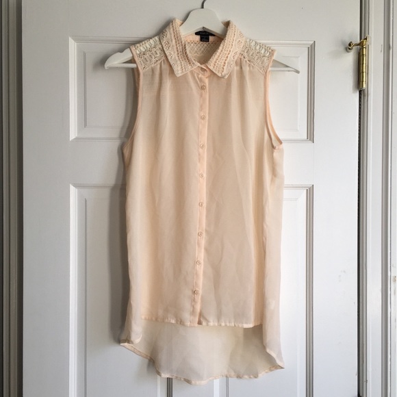 Amisu Tops - Blush Lace Sleeveless Blouse